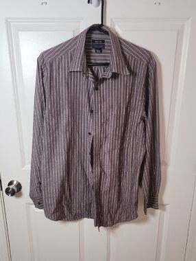 Saddlebred Brown Pinstripe Dress Shirt